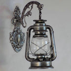 Industrial Silver Glass Shade Outdoor Wall Lantern Light