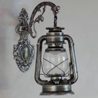Industrial Silver Glass Shade Outdoor Wall Lantern Light