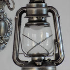 Industrial Silver Glass Shade Outdoor Wall Lantern Light