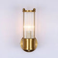 Vertical Brass Glass Cylinder Wall Sconce