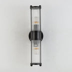 Vertical Brass Glass Cylinder Wall Sconce