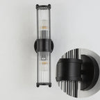 Vertical Brass Glass Cylinder Wall Sconce