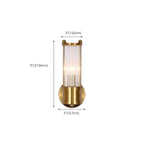 Vertical Brass Glass Cylinder Wall Sconce