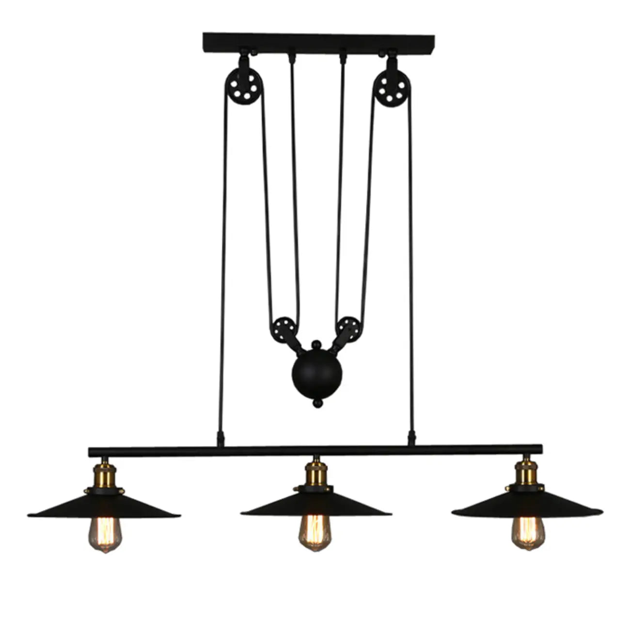 Industrial Black Cone Adjustable Island Pendant Light for Kitchen