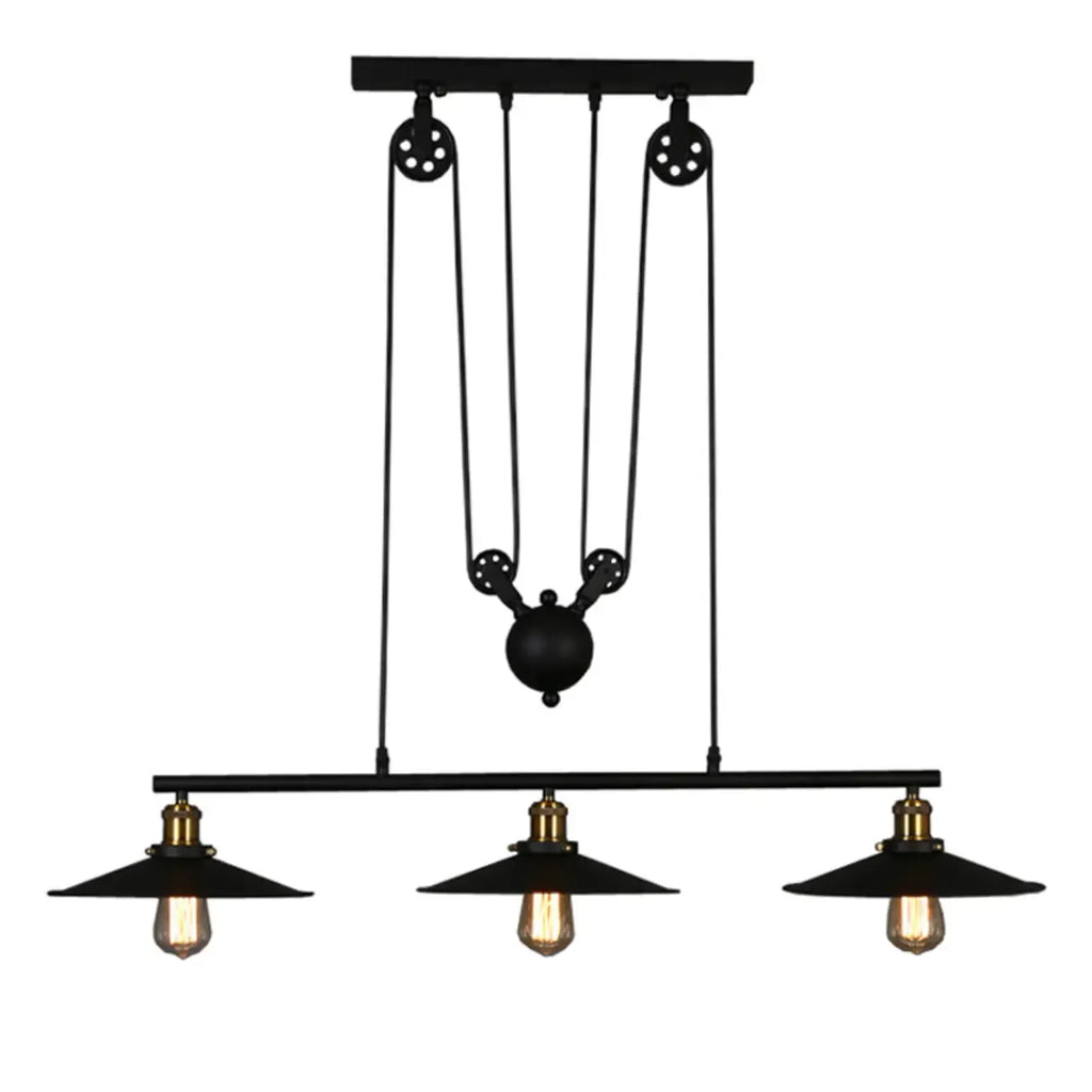 Industrial Black Cone Adjustable Island Pendant Light for Kitchen