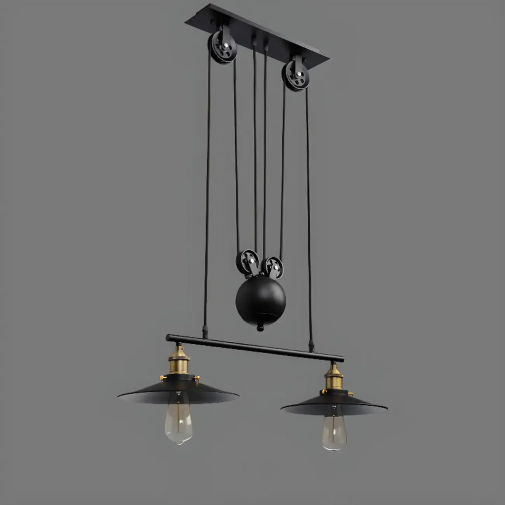 Industrial Black Cone Adjustable Island Pendant Light for Kitchen