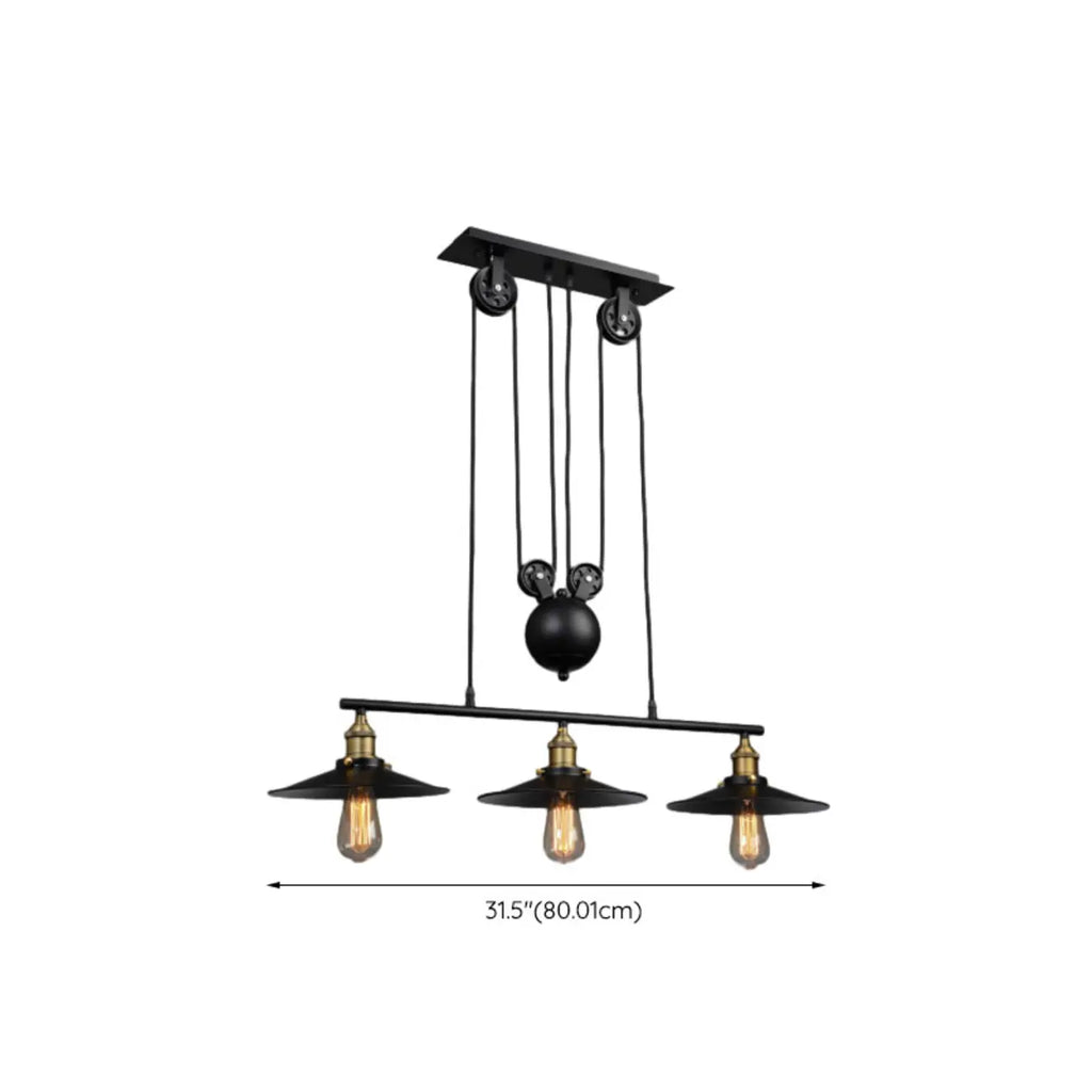 Industrial Black Cone Adjustable Island Pendant Light for Kitchen