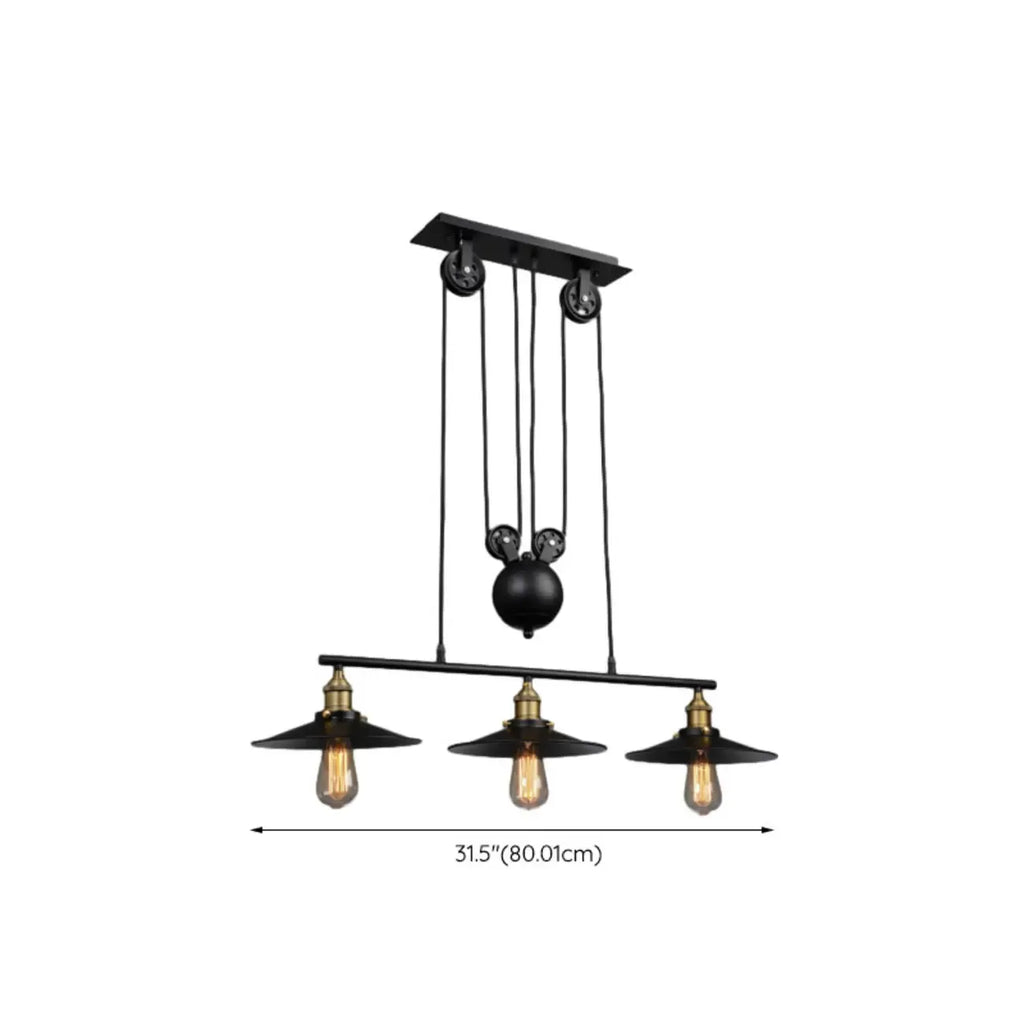 Industrial Black Cone Adjustable Island Pendant Light for Kitchen