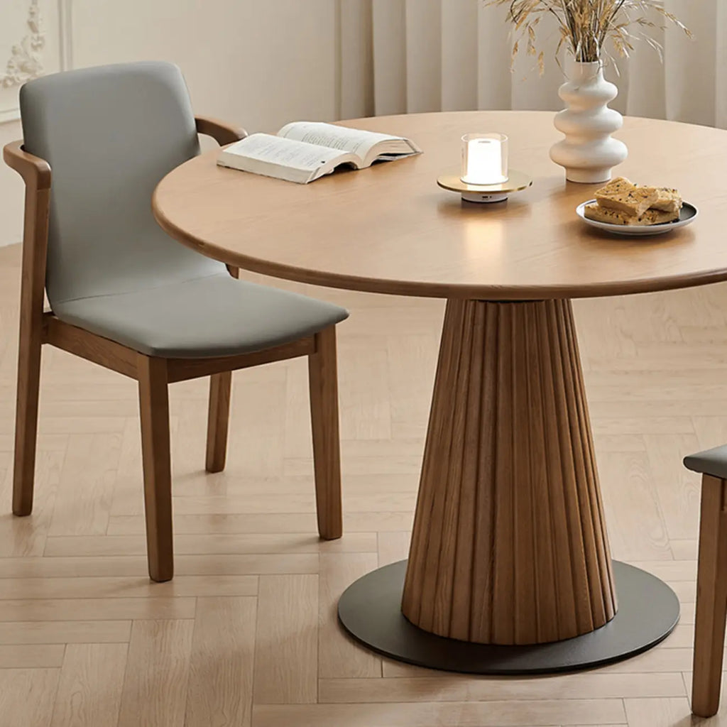 Simplistic Natural Ash Wood Round Dining Table