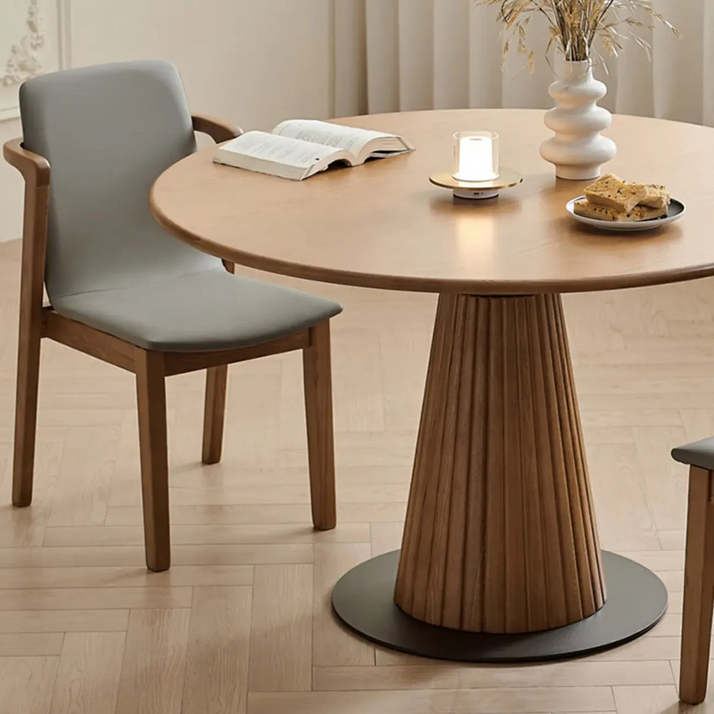 Simplistic Natural Ash Wood Round Dining Table