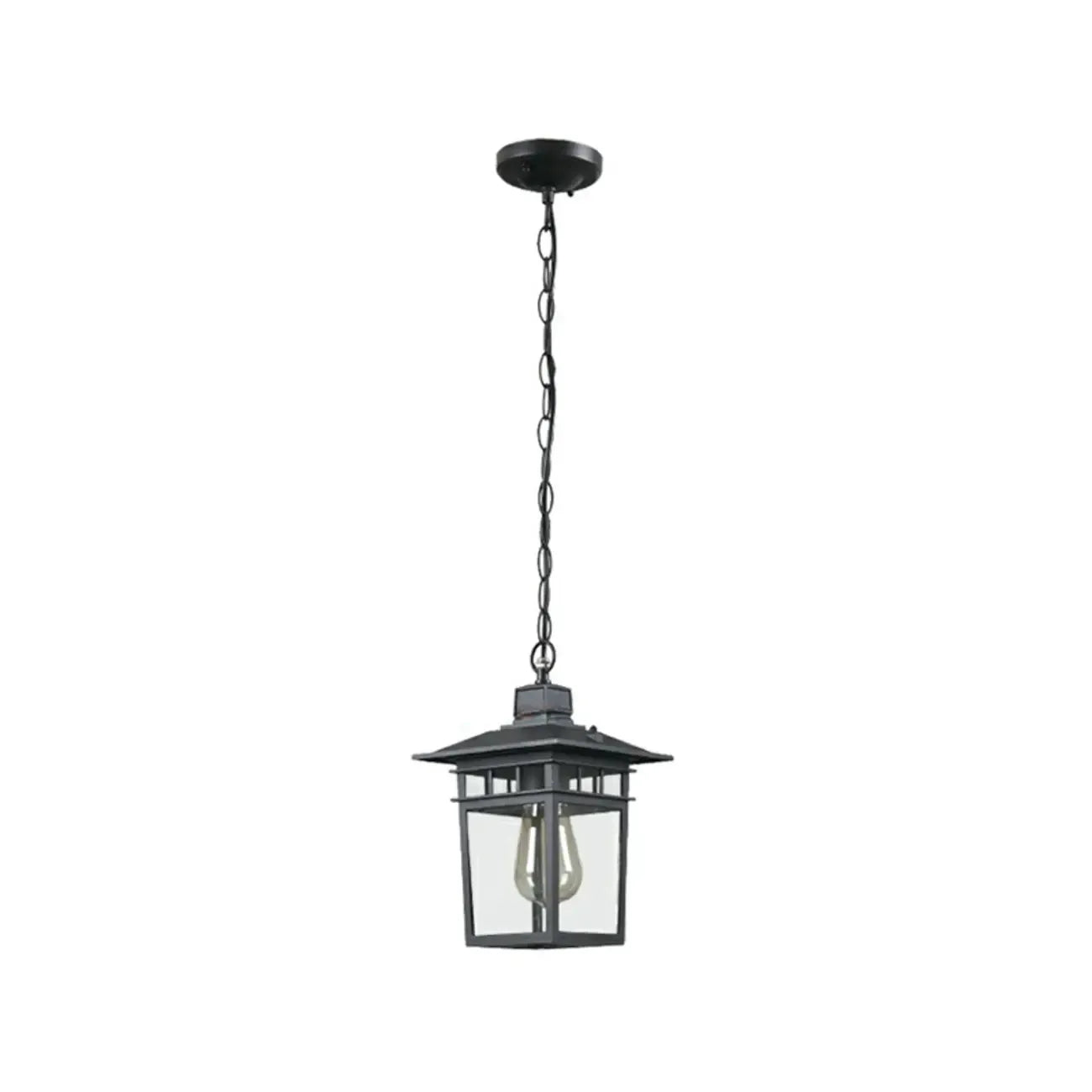 Industrial Black Metal Courtyard Pendant Lights in Adjustable
