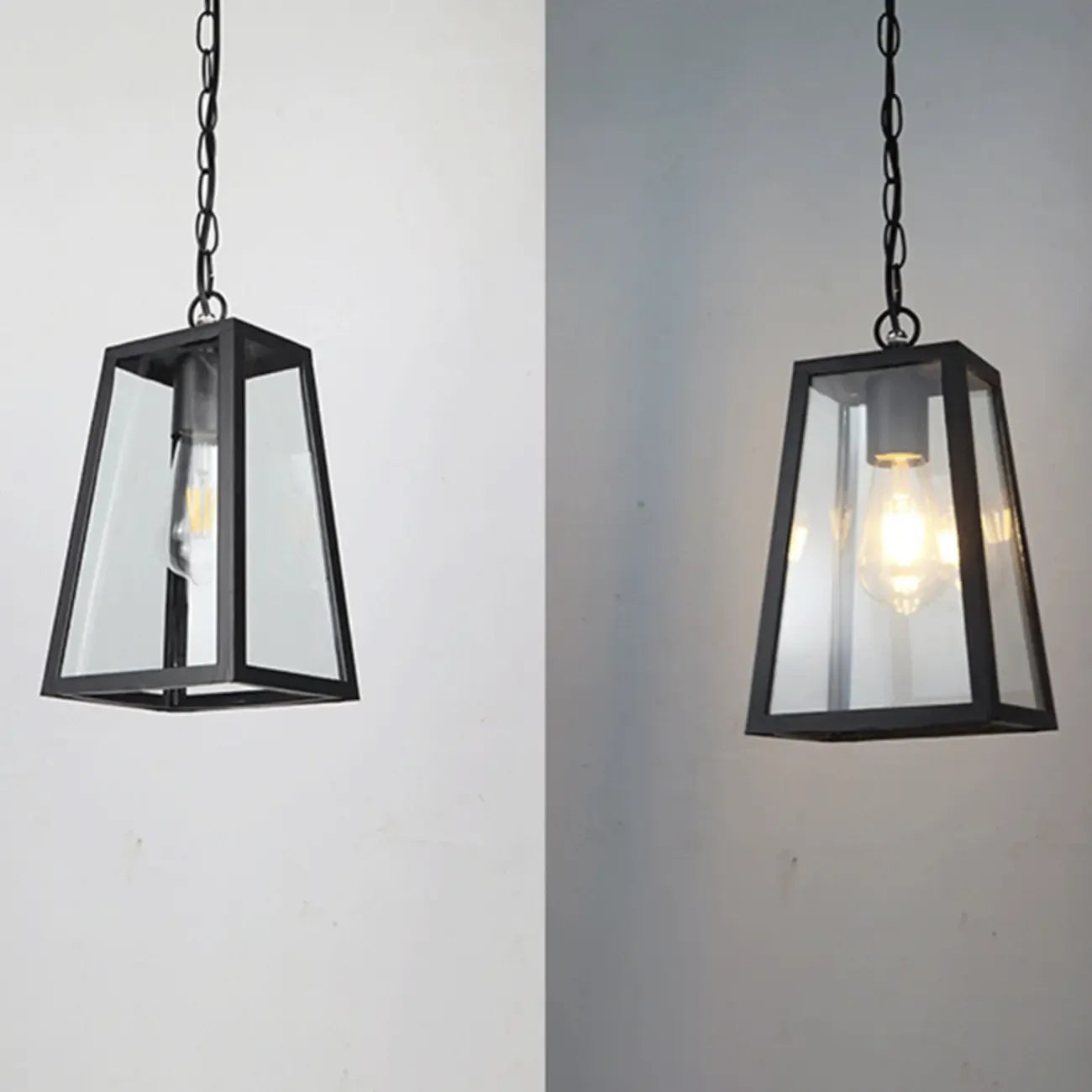 Industrial Black Metal Courtyard Pendant Lights in Adjustable