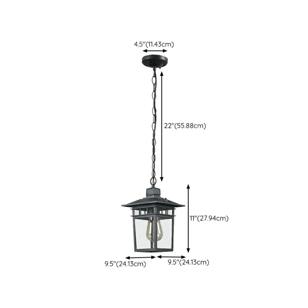 Industrial Black Metal Courtyard Pendant Lights in Adjustable