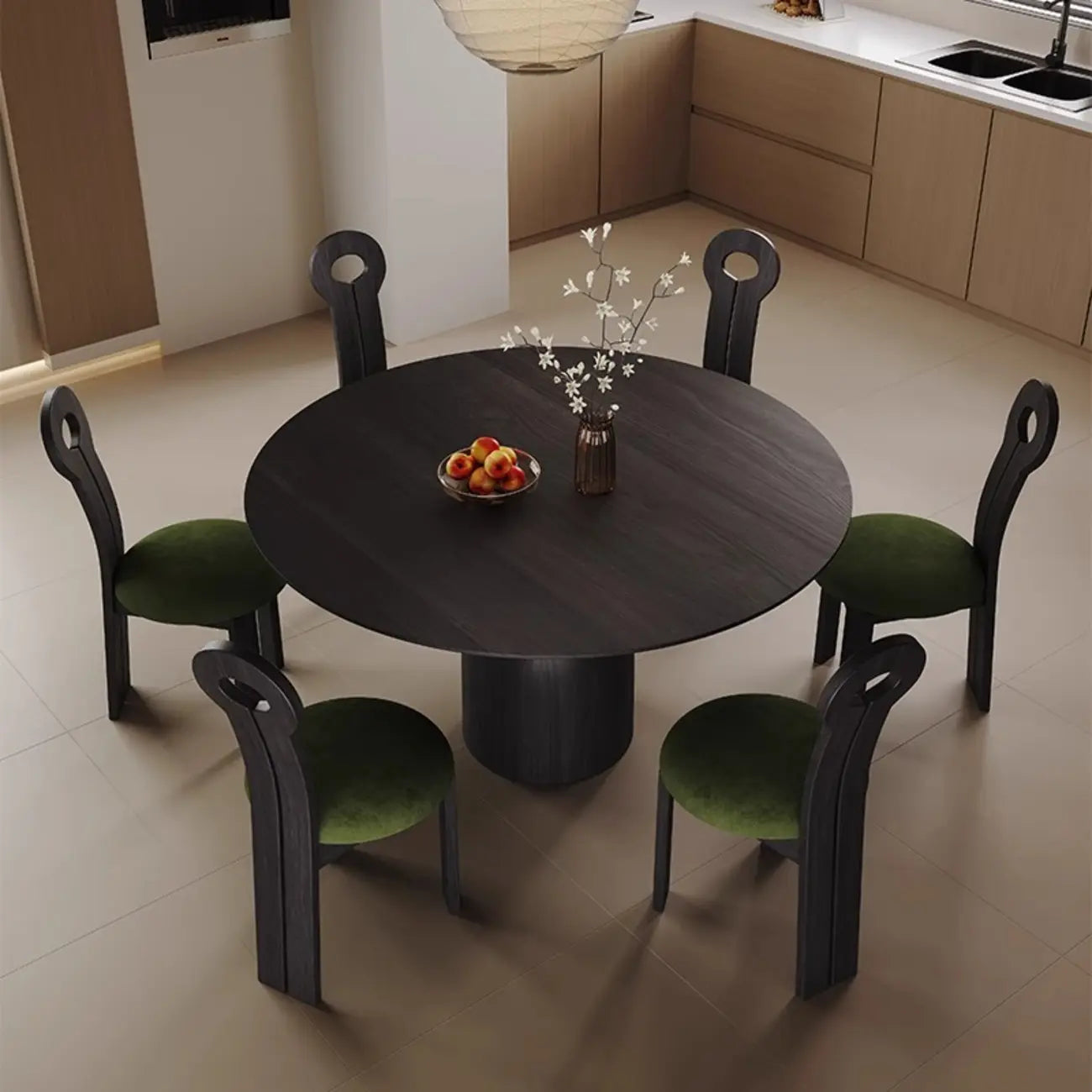 Modern Walnut Solid Wood Round Dining Table