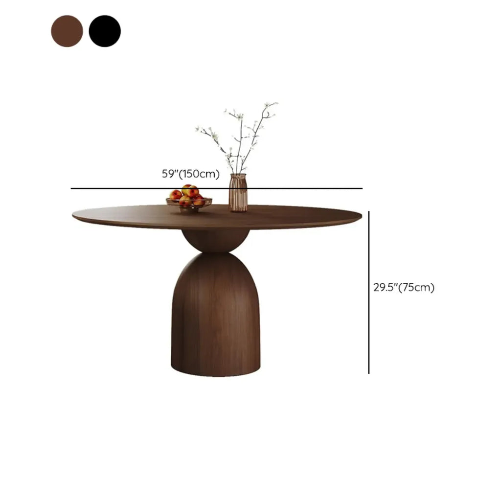 Modern Walnut Solid Wood Round Dining Table