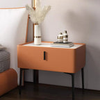 Modern 1 Tier Drawer Nightstand with Faux Marble Countertop