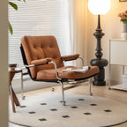 Mid Century Modern Leather Accent Chair with Casters