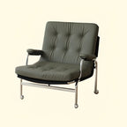 Mid Century Modern Leather Accent Chair with Casters