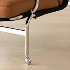 Mid Century Modern Leather Accent Chair with Casters