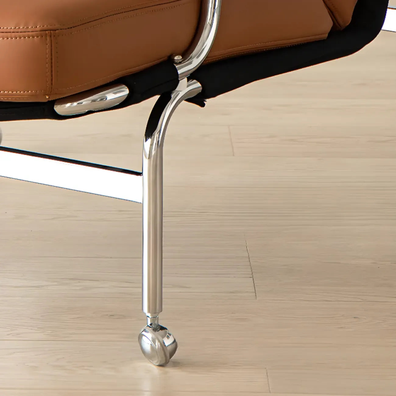 Mid Century Modern Leather Accent Chair with Casters