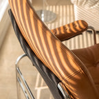 Mid Century Modern Leather Accent Chair with Casters