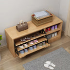 Solid Wood Drop Front Entryway Shoe Storage Bench