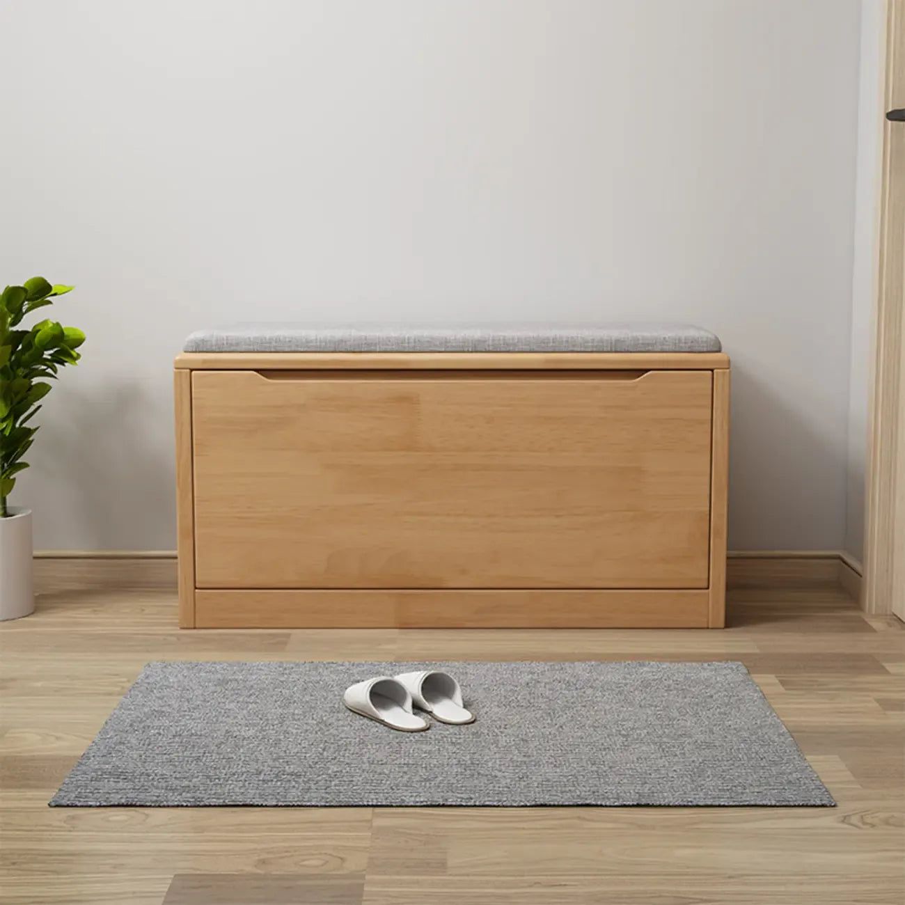 Solid Wood Drop Front Entryway Shoe Storage Bench