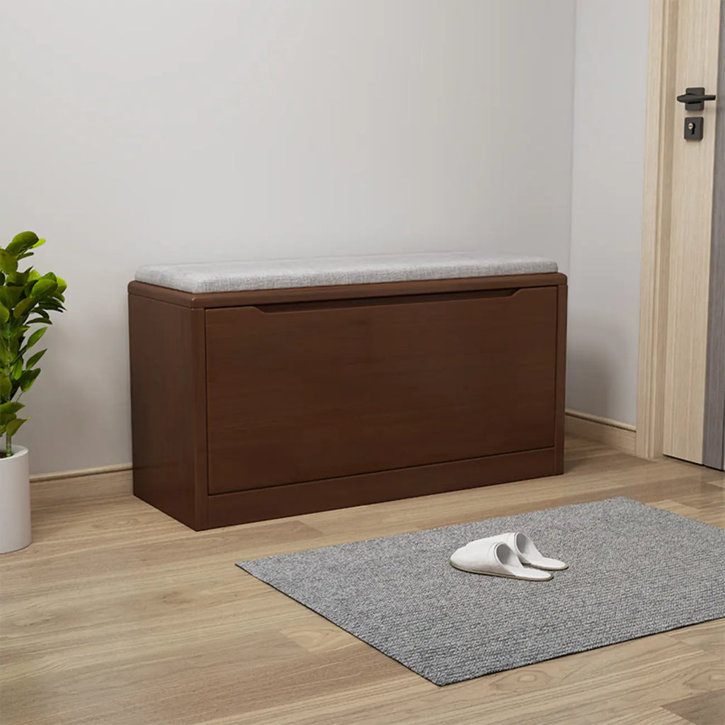 Solid Wood Drop Front Entryway Shoe Storage Bench