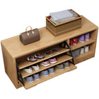 Solid Wood Drop Front Entryway Shoe Storage Bench