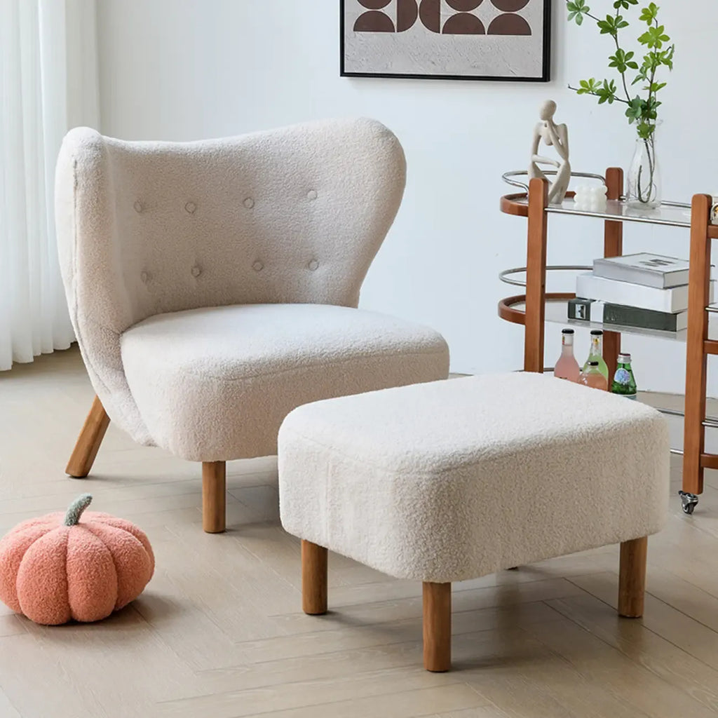 Minimalist Fabric Accent Chair with Tufted Back for Living Room
