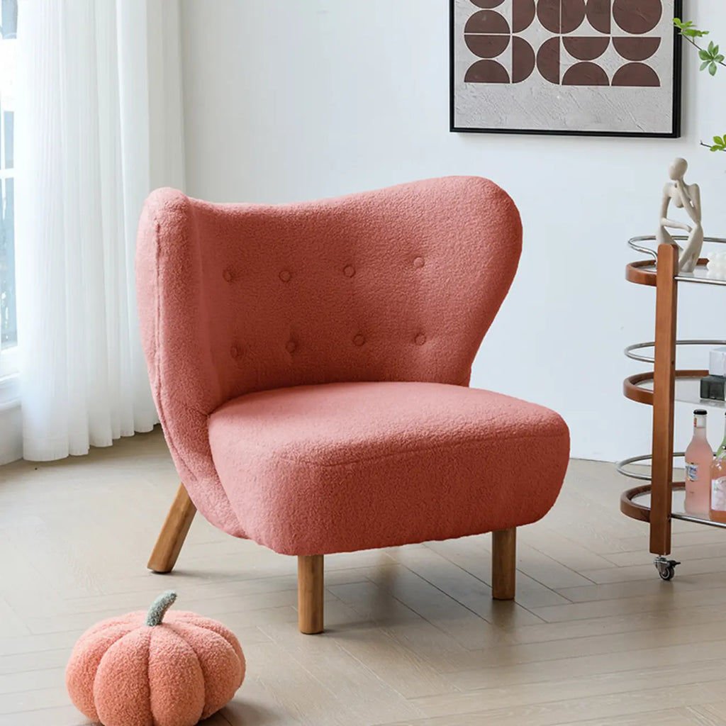 Minimalist Fabric Accent Chair with Tufted Back for Living Room