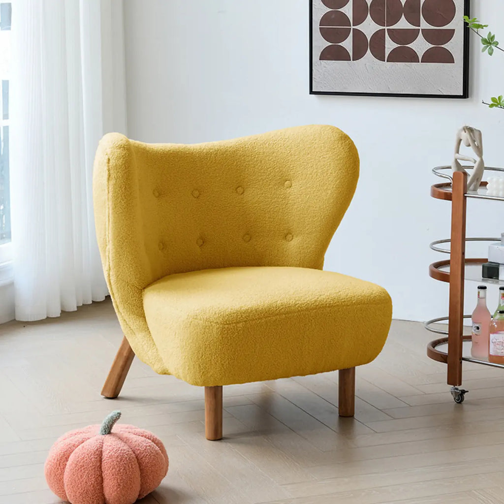 Minimalist Fabric Accent Chair with Tufted Back for Living Room