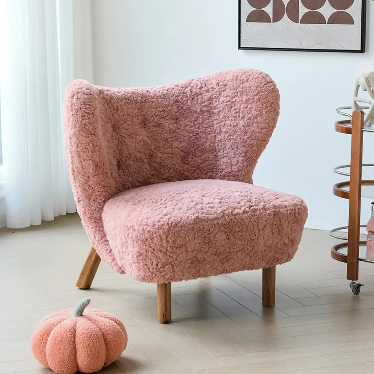 Minimalist Fabric Accent Chair with Tufted Back for Living Room