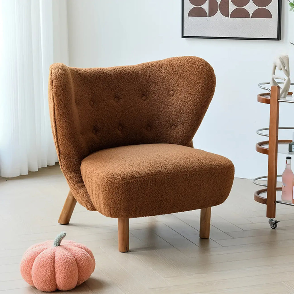 Minimalist Fabric Accent Chair with Tufted Back for Living Room