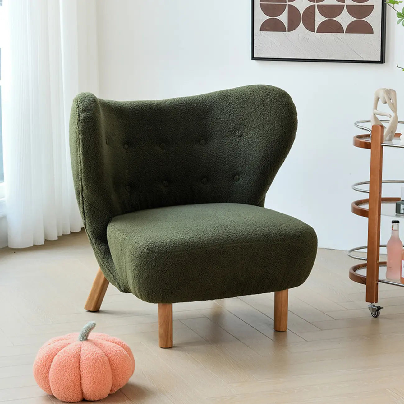 Minimalist Fabric Accent Chair with Tufted Back for Living Room