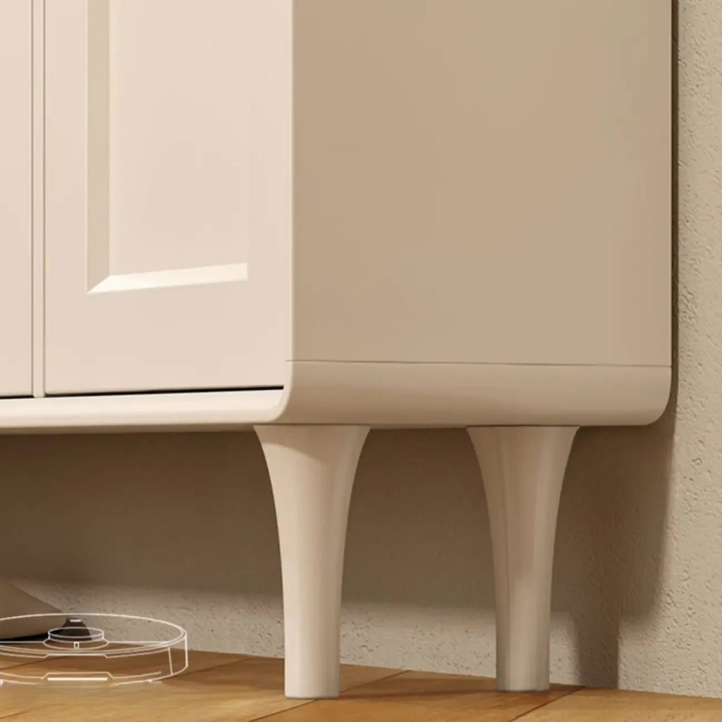 Beige Wood Entryway Shoe Cabinet with Hidden Storage