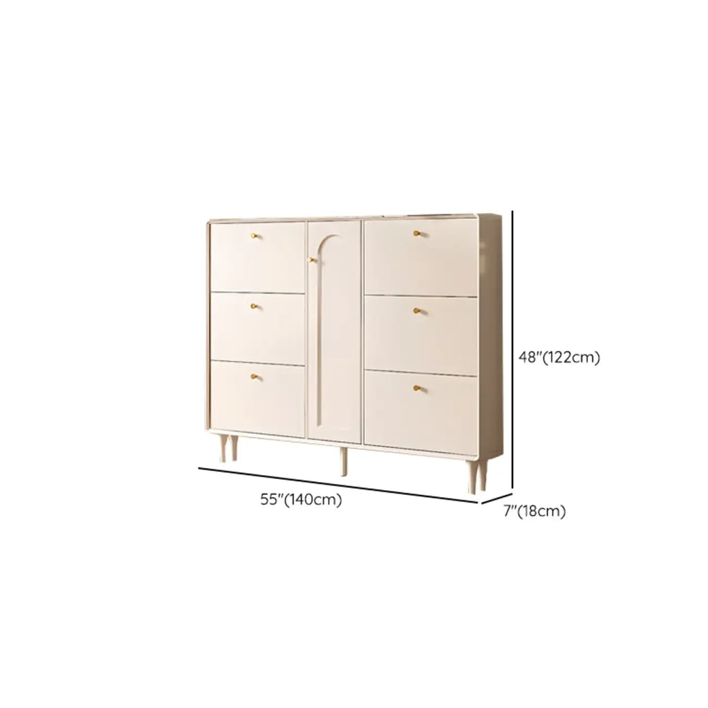 Beige Wood Entryway Shoe Cabinet with Hidden Storage