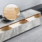 71 Elegant Grey Stone Rectangle TV Stand with 3 Drawers