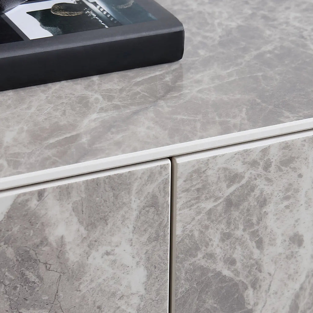 71 Elegant Grey Stone Rectangle TV Stand with 3 Drawers