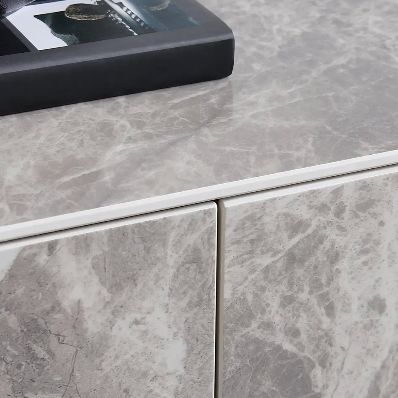 71 Elegant Grey Stone Rectangle TV Stand with 3 Drawers