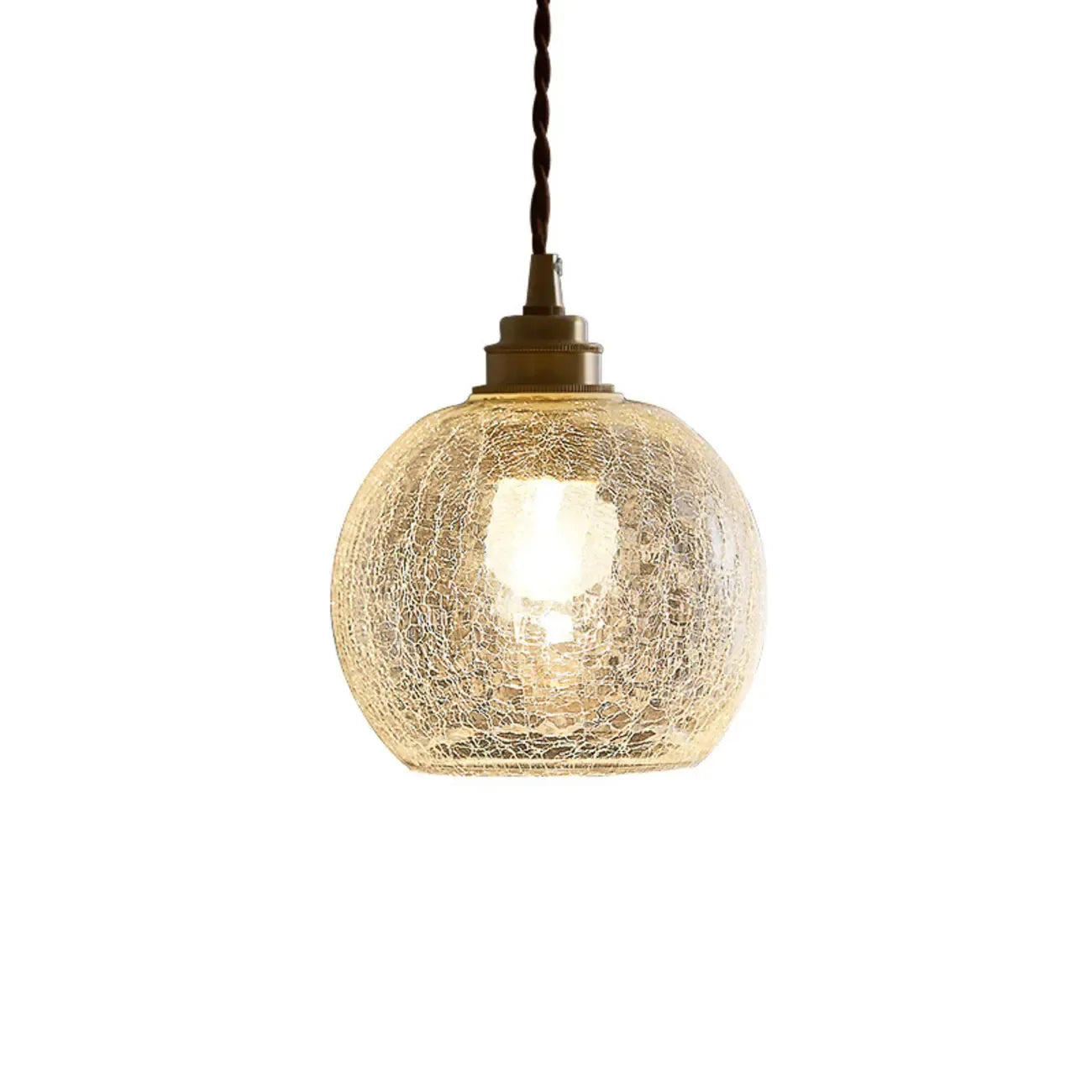 Modern Adjustable Gold Crakle Glass Globe Pendant Light