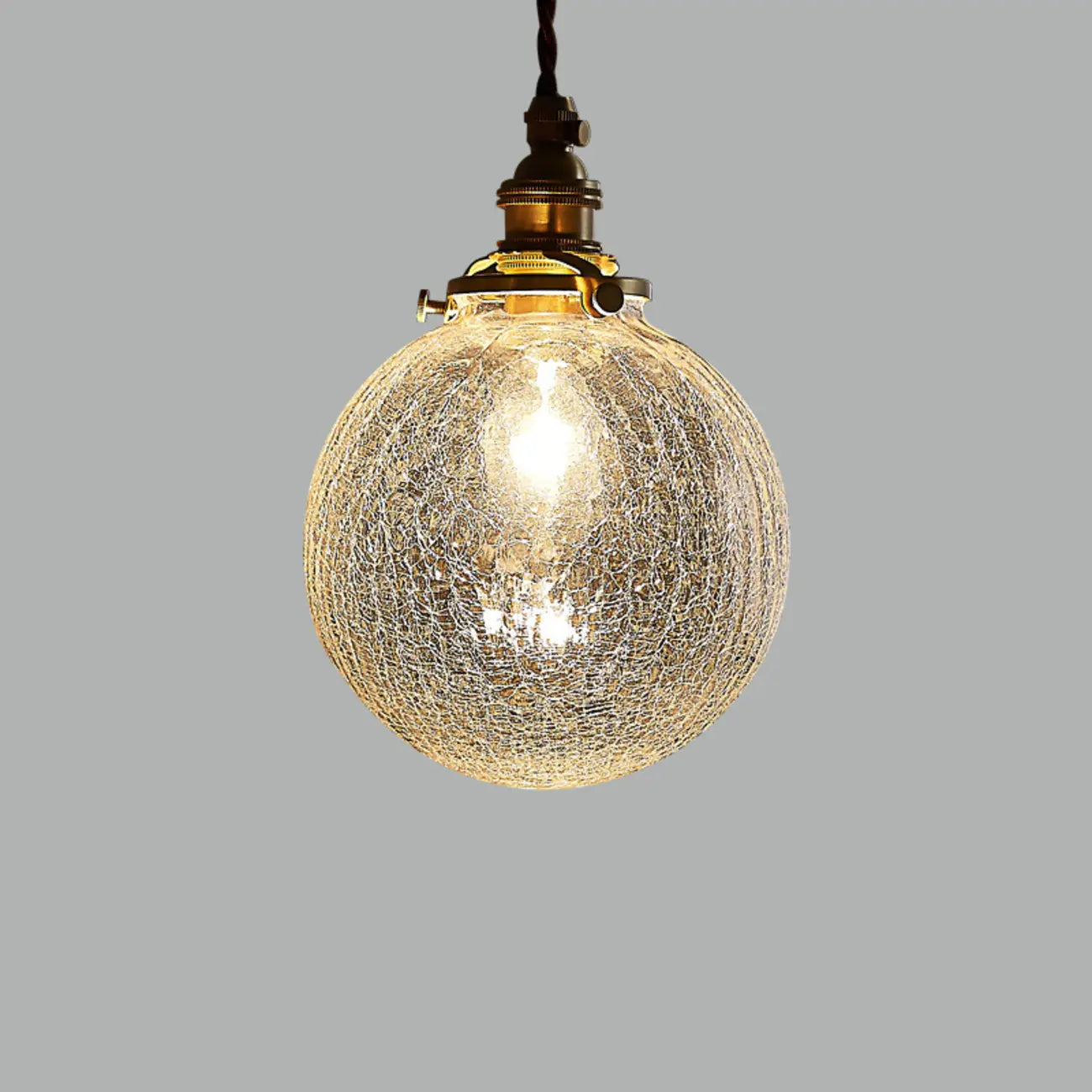 Modern Adjustable Gold Crakle Glass Globe Pendant Light