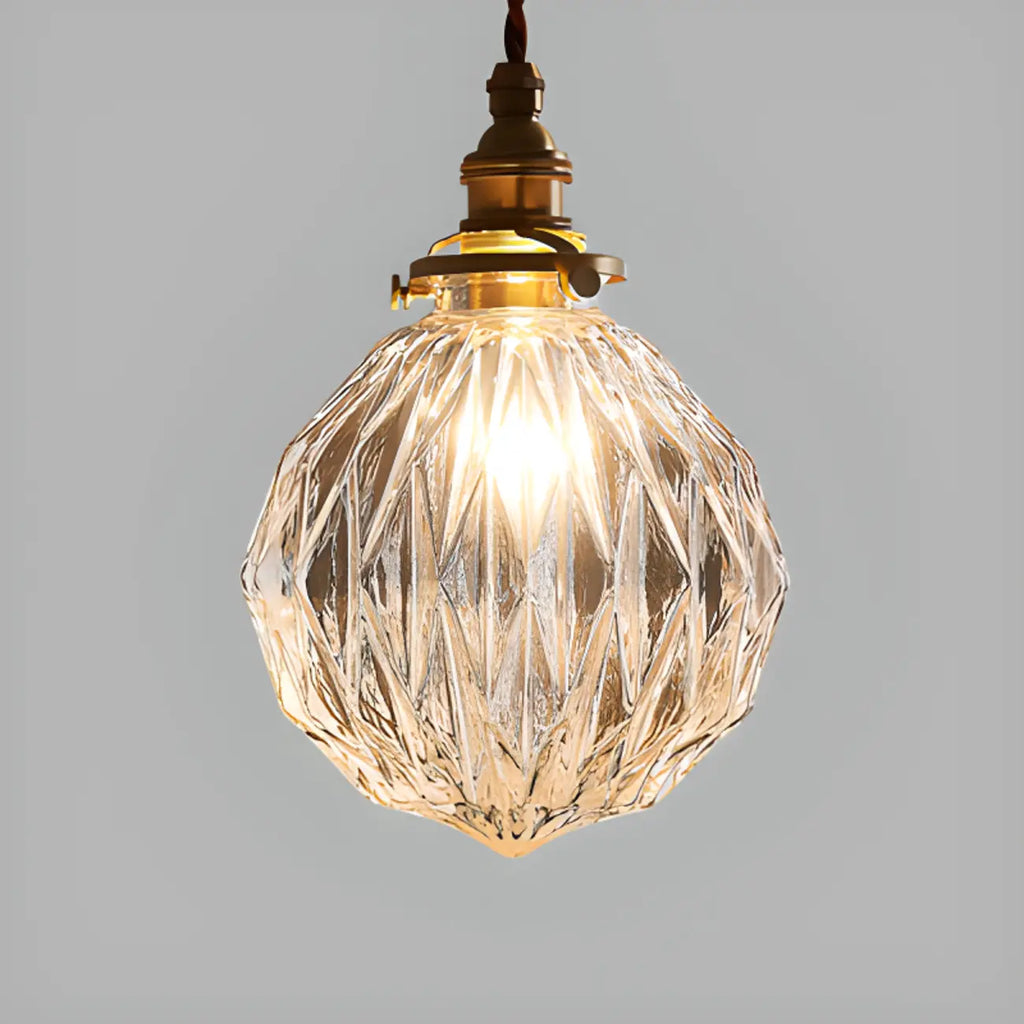 Modern Adjustable Gold Crakle Glass Globe Pendant Light