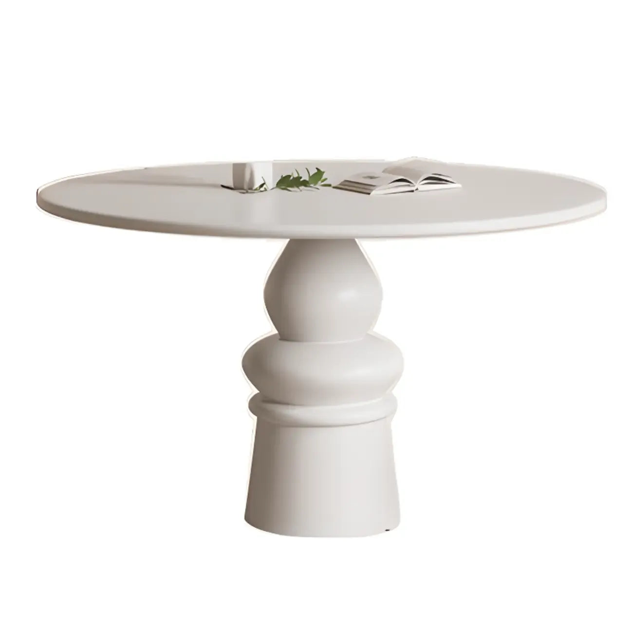 Casual White Pedestal Wood Round Dining Table