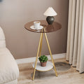 Glam Round Glass Storage End Table with Metal Legs