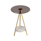 Glam Round Glass Storage End Table with Metal Legs