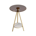 Glam Round Glass Storage End Table with Metal Legs