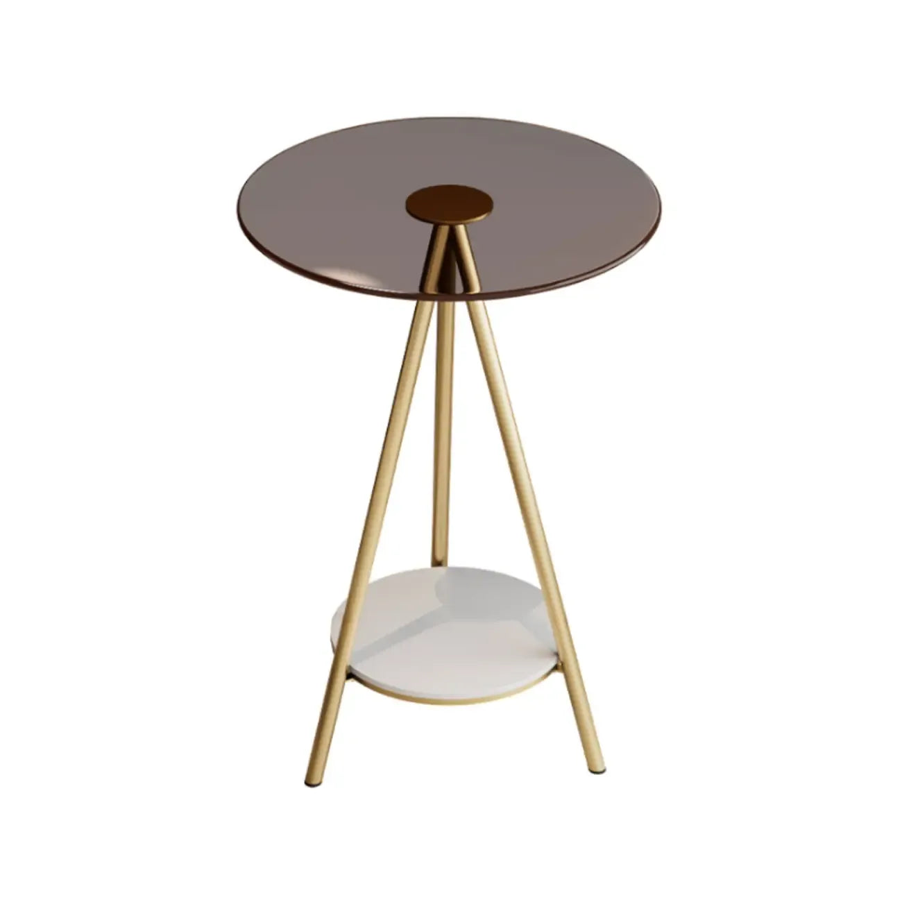 Glam Round Glass Storage End Table with Metal Legs