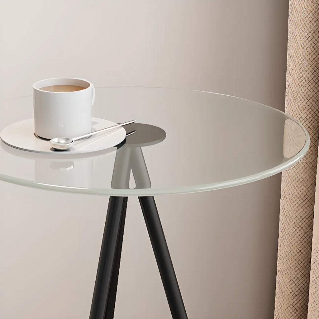 Glam Round Glass Storage End Table with Metal Legs