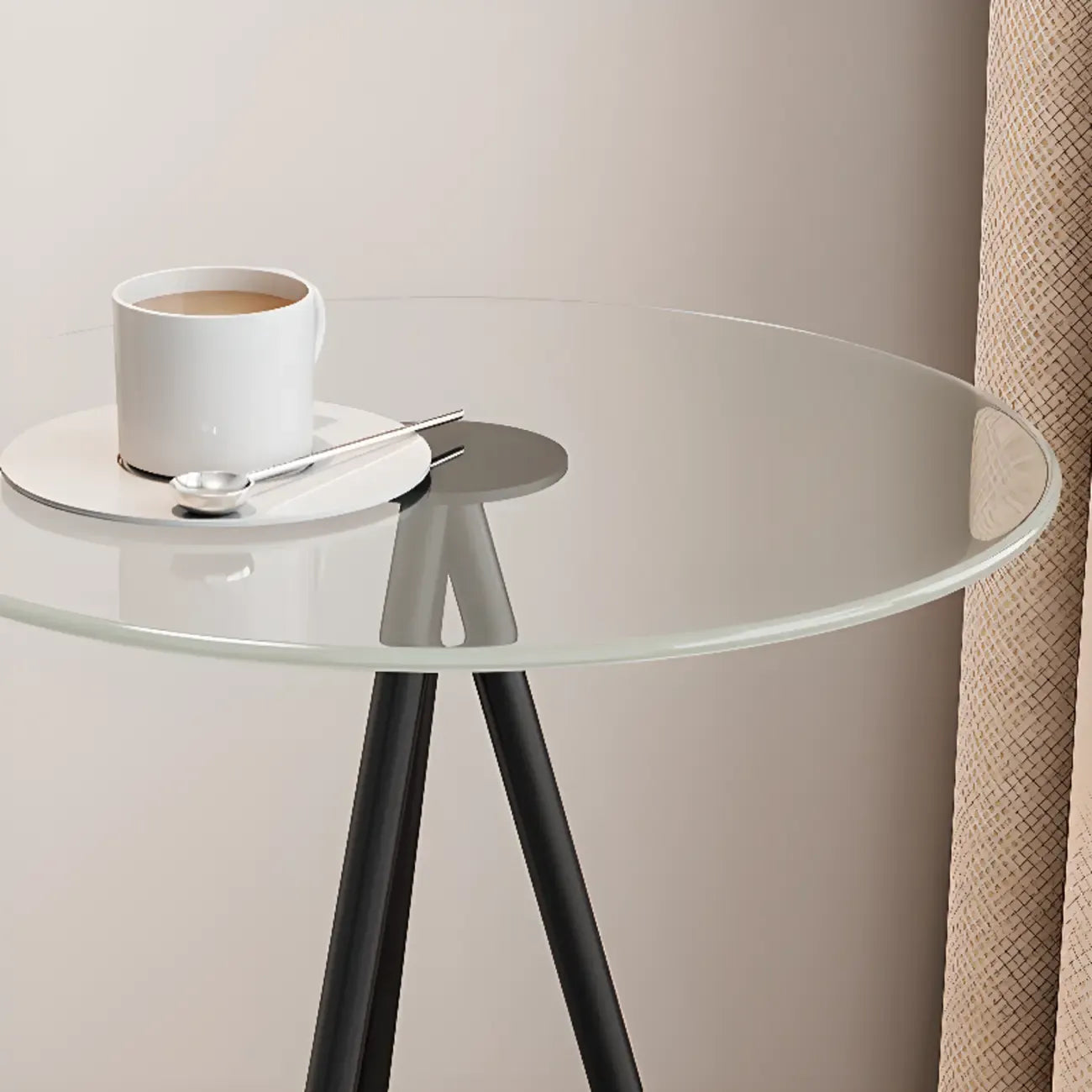 Glam Round Glass Storage End Table with Metal Legs